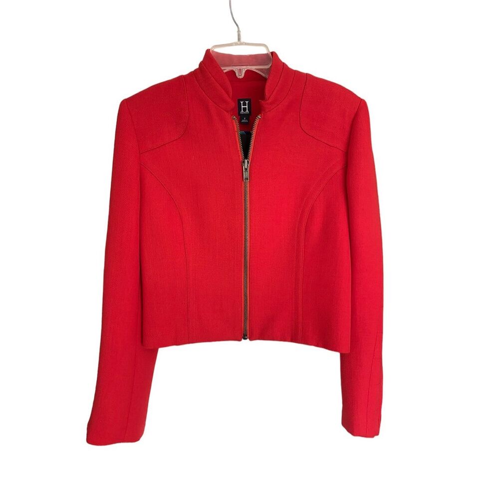 Hilfigre Red Wool Blend Crop Jacket Sz 8